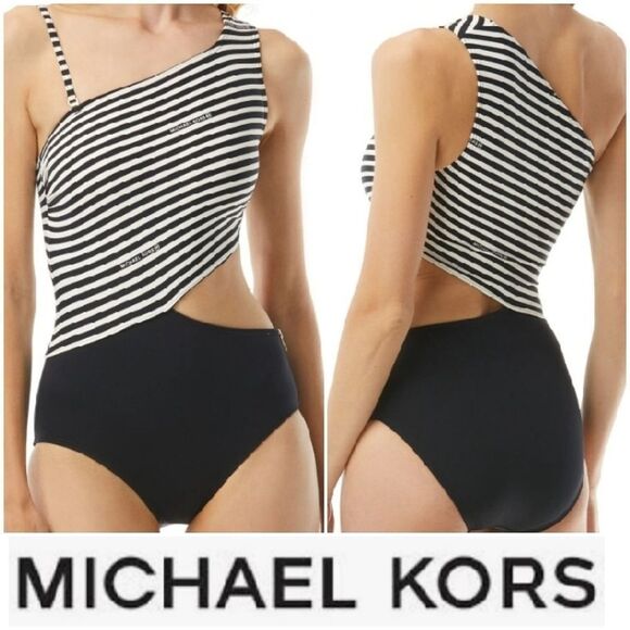  Michael Kors One Shoulder Cut Out Sz 14 swimsuit - Picture 1 of 5